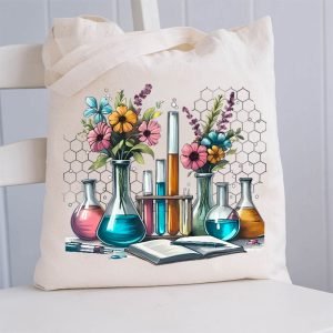 Floral Beakers Science Teacher Tote Bag